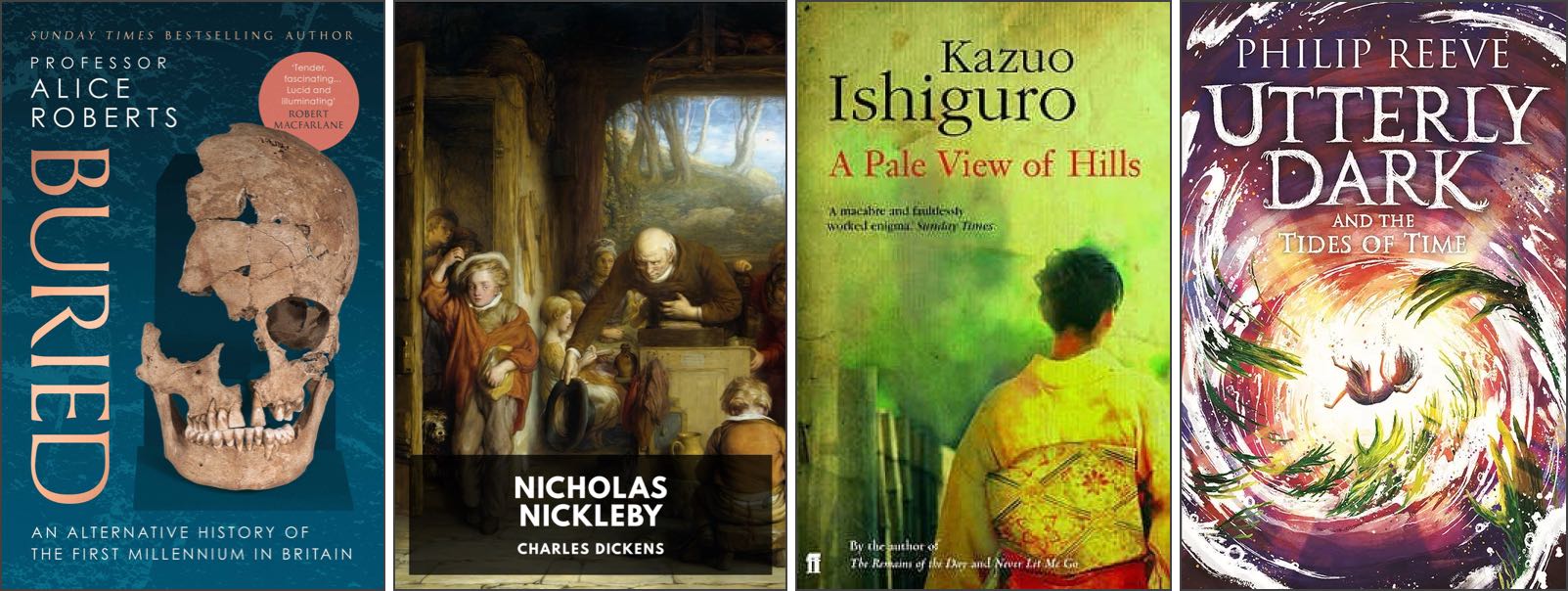 Covers of four books.