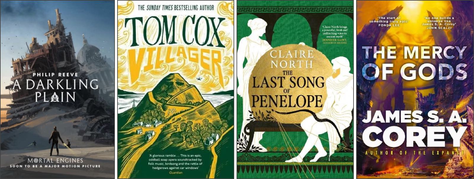 Covers of four books.